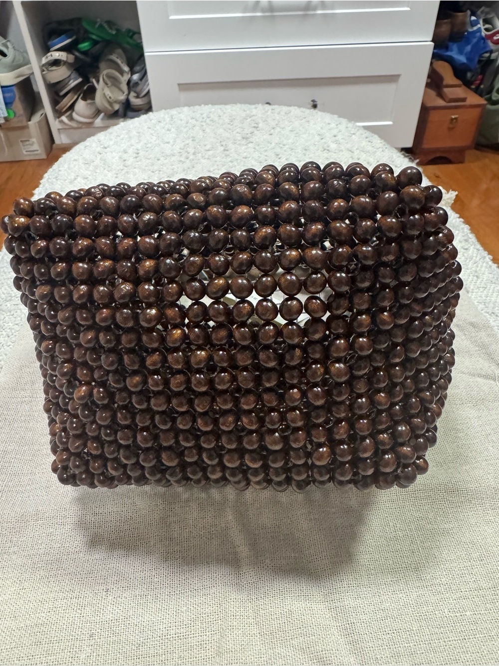 NWT Anthropologie Wooden Beaded Mini Top Handle Bag - Picture 6 of 6